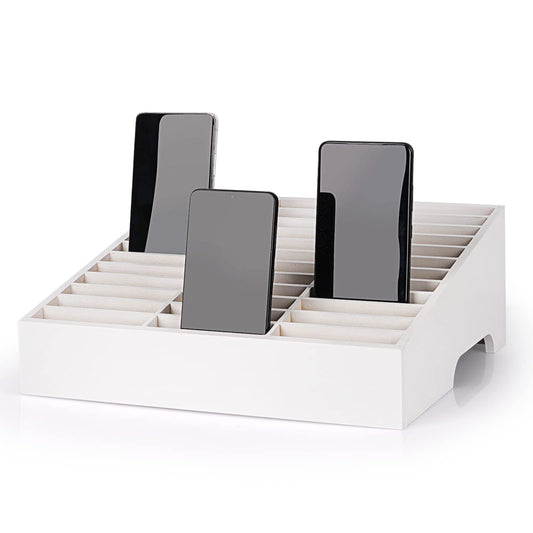 Ozzptuu 36-Grid Wooden Cell Phone Holder Desktop Organizer
