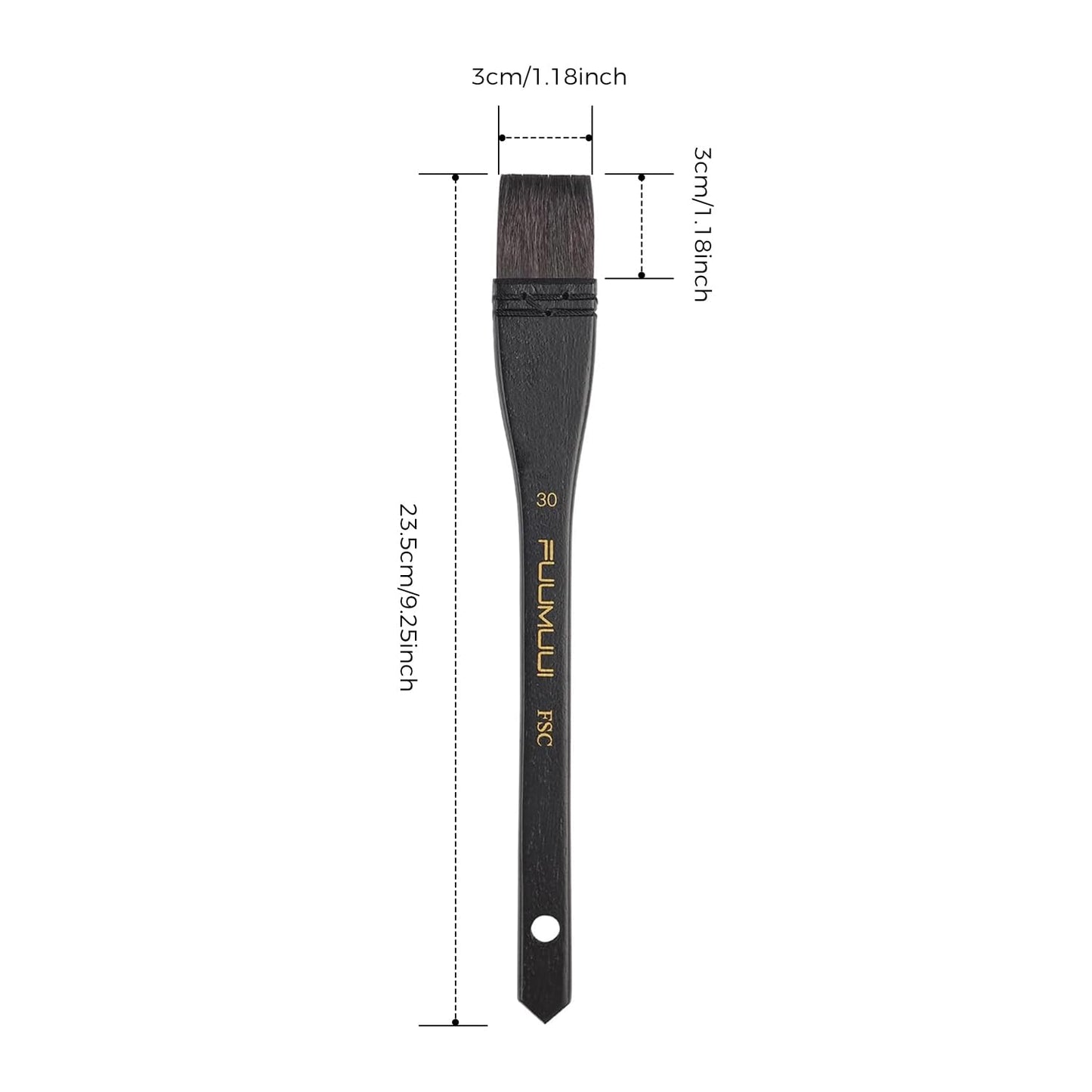 Flat Watercolor Brushes, Fuumuui 30mm Professional Squirrel Hair Flat Hake Brushes, Artists Scale