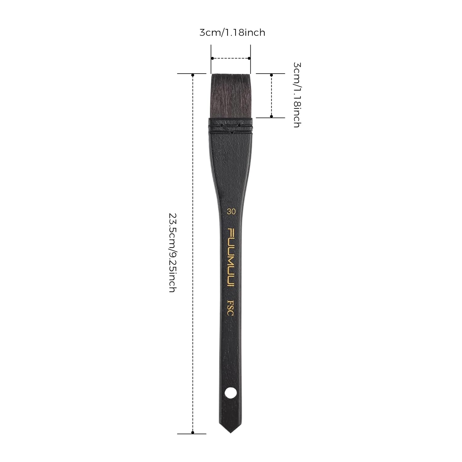 Flat Watercolor Brushes, Fuumuui 30mm Professional Squirrel Hair Flat Hake Brushes, Artists Scale