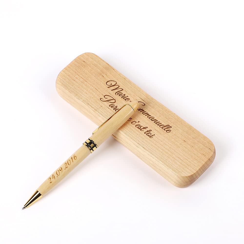 RXFSP Engraved Ballpoint Pen & Case Wooden Personalised Business Gift With Box (maple)