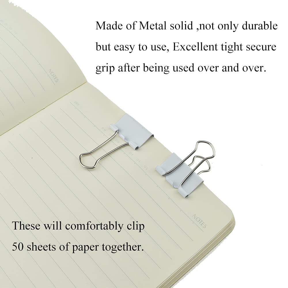 HAHIYO Binder Clips Paper Clamps Spring Steel Sturdy 0.98 inches Width 0.31 Inch Capacity No Sharp