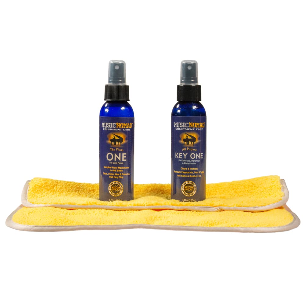 MusicNomad 3 pc. Care Kit for Gloss Pianos - Cleaner, Polish, Cloth (MN132)