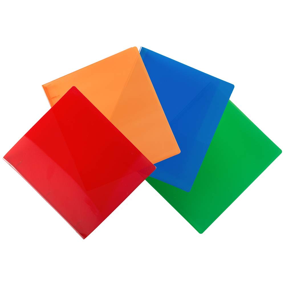 JAM PAPER Plastic 1 inch Binders - Assorted 3 Ring Binders (Red, Blue, Green & Orange) - 4/Pack