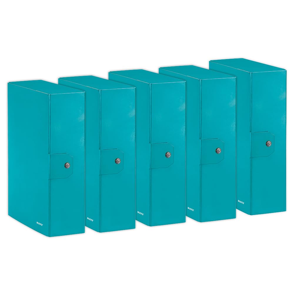 Leitz Press Stud Closure Box File,Plastic-Coated, 25 x 35 cm Dorso 10 cm Aquamarine