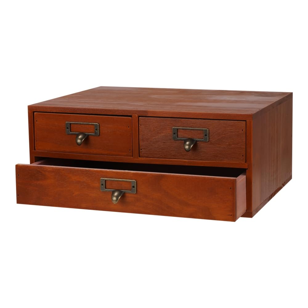 Wooden Drawers Apothecary Cabinet Brown Wood Desktop Organizer Box