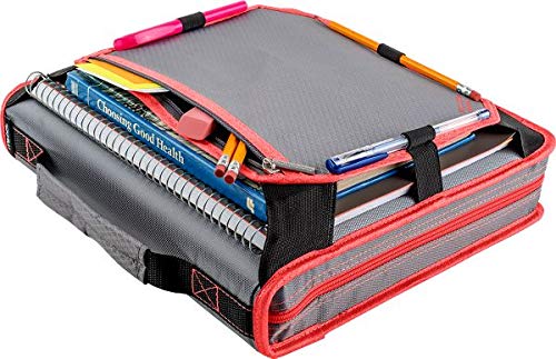 Five Star 2 Inch Zipper Binder, 3 Ring Binder, Expansion Panel, Durable, Gray/Bright Coral
