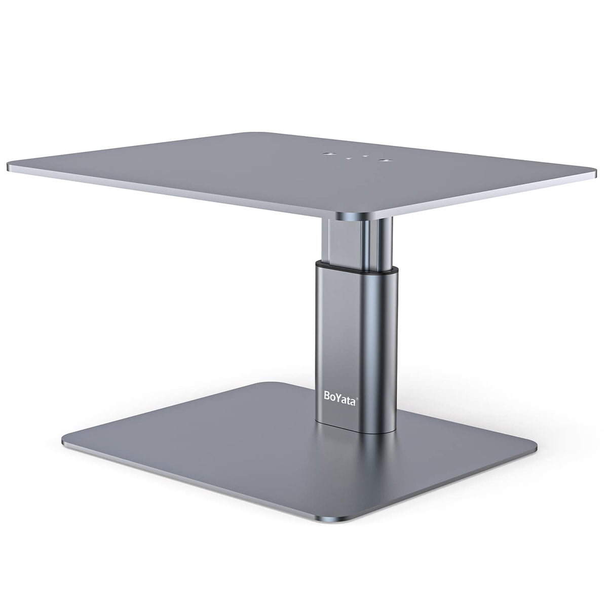 BoYata Monitor Stand, Adjustable Height Metal Desktop Riser, Space Gray