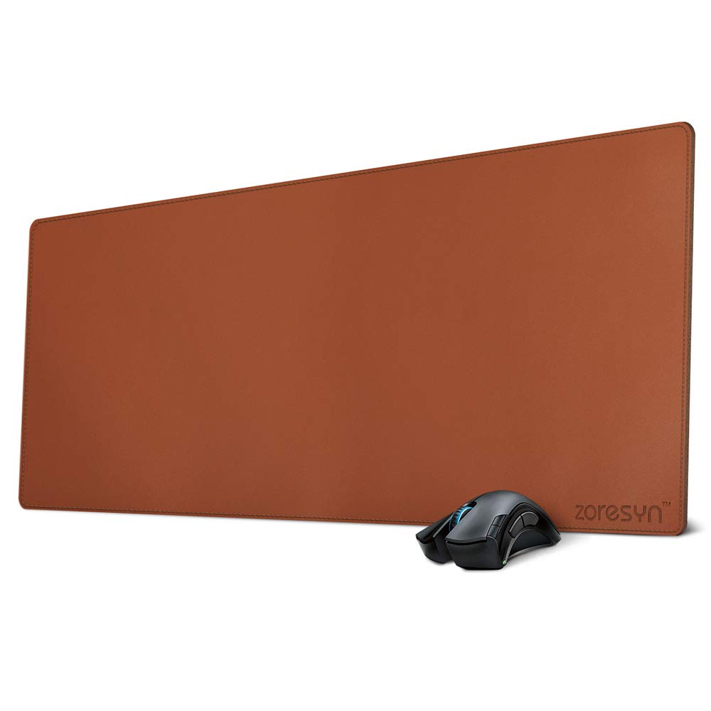 ZORESYN Large PU Leather Desk Pad, 35.4" x 15.8", Brown