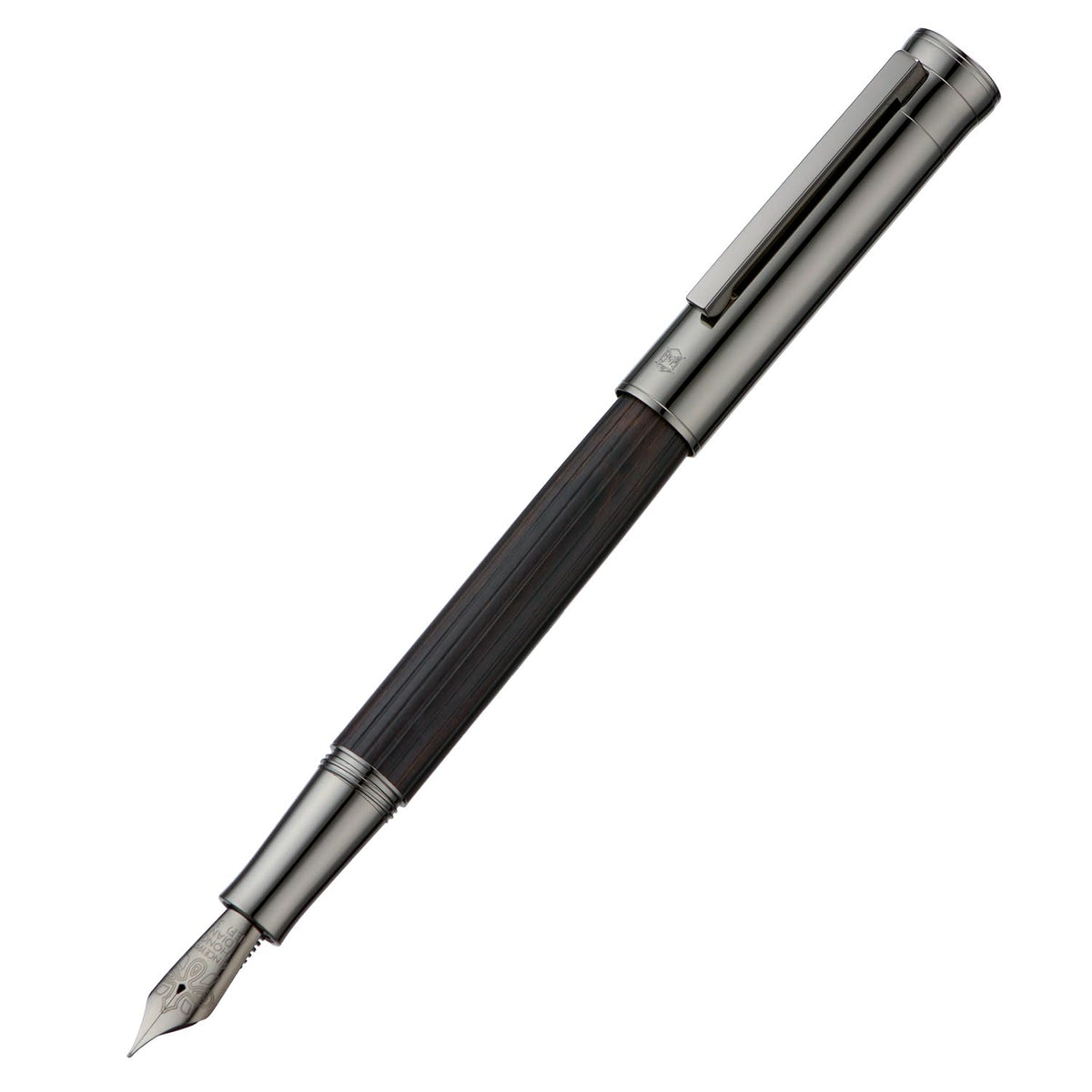 HONG DIAN 1866 Fountain Pen, Extra Fine Soft Nib with Chinese Knot Carving, Ebony Wood Pen Barrel