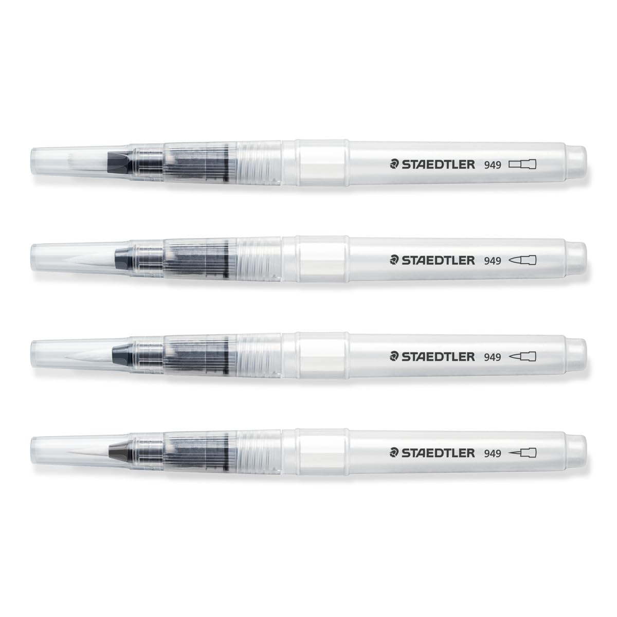 Staedtler Refillable Water Brush, for Watercolor Effects and Blending, 4 Assorted Tip Sizes