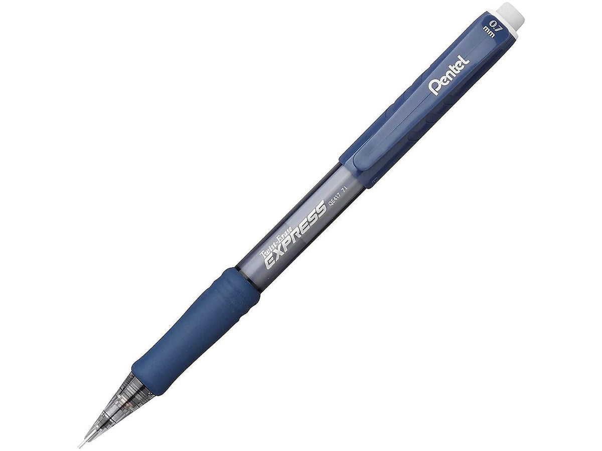 Pentel Twist Erase EXPRESS Automatic Pencil, 0.7mm Lead Size, Blue Barrel, Box of 12 (QE417C)
