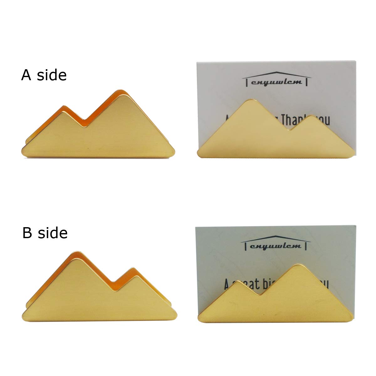 enyuwlcm Metal Business Card Holder for Desk Brass Business Card Stand for Office Tabletop Counter