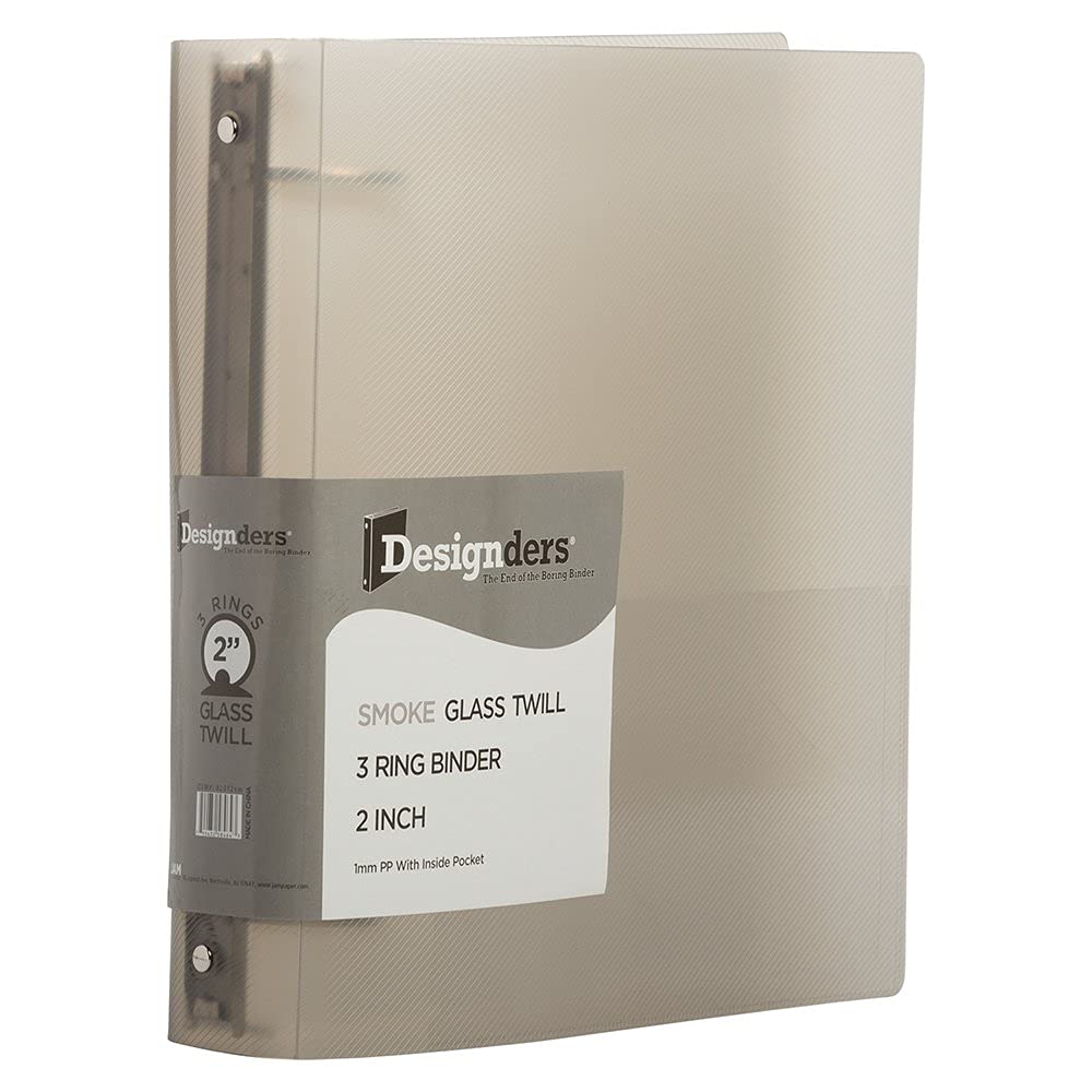 JAM PAPER Plastic 2 inch Binder - Smoke Grey 3 Ring Binder - Sold Individually