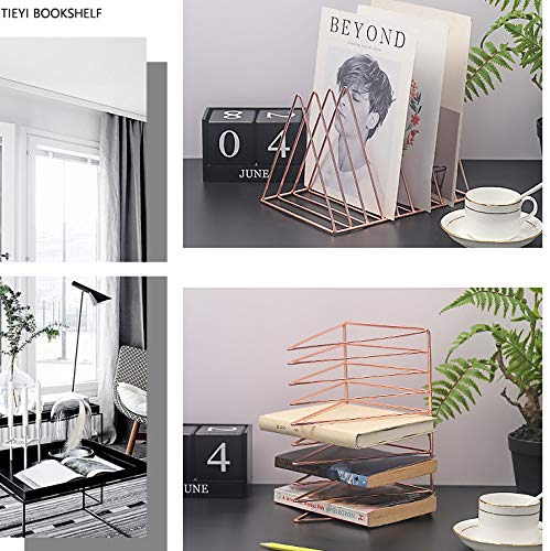 HongDream Magazine Rack Book Record Holder, Desktop Iron Storage Rack Bookshelf Multifunction