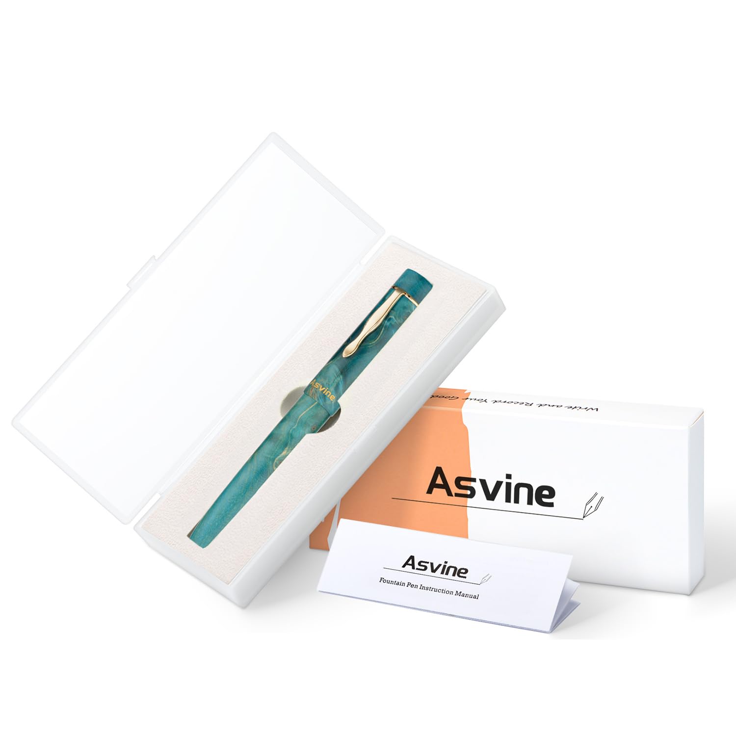 Asvine Stabilized Wood Fountain Pen C2000 Number 8 Fine Nib Large Handcraft Unique Pattern Pen with