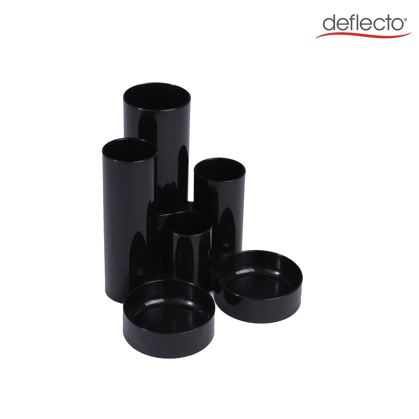 5 Star Office Desk Tidy with 6 Compartment Tubes Black