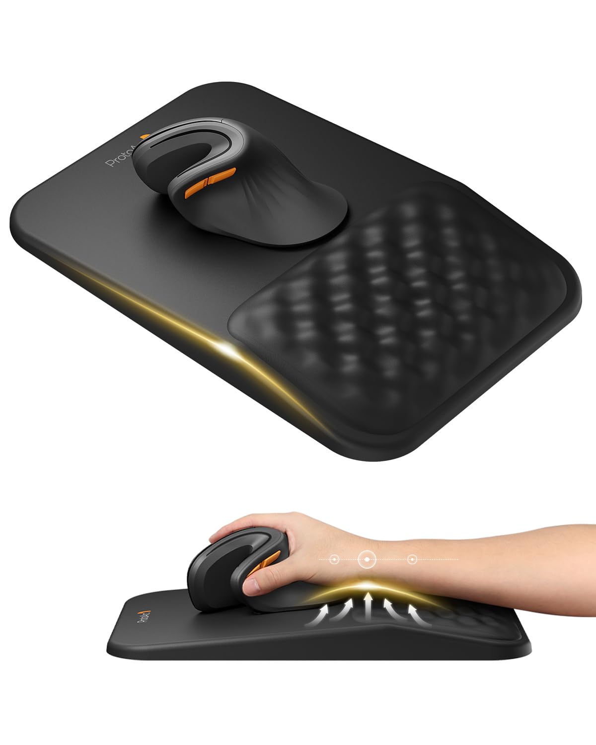 ProtoArc MP50 Ergonomic Mouse Pad with Wrist Rest, PU Leather, Black