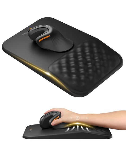 ProtoArc MP50 Ergonomic Mouse Pad with Wrist Rest, PU Leather, Black