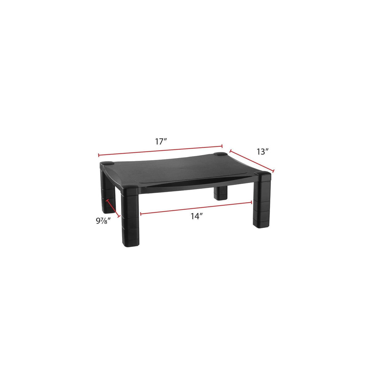 Kantek Single-Level Monitor Stand, 17" X 13.25" X 3" To 6.5", Black, Supports 50 Lbs