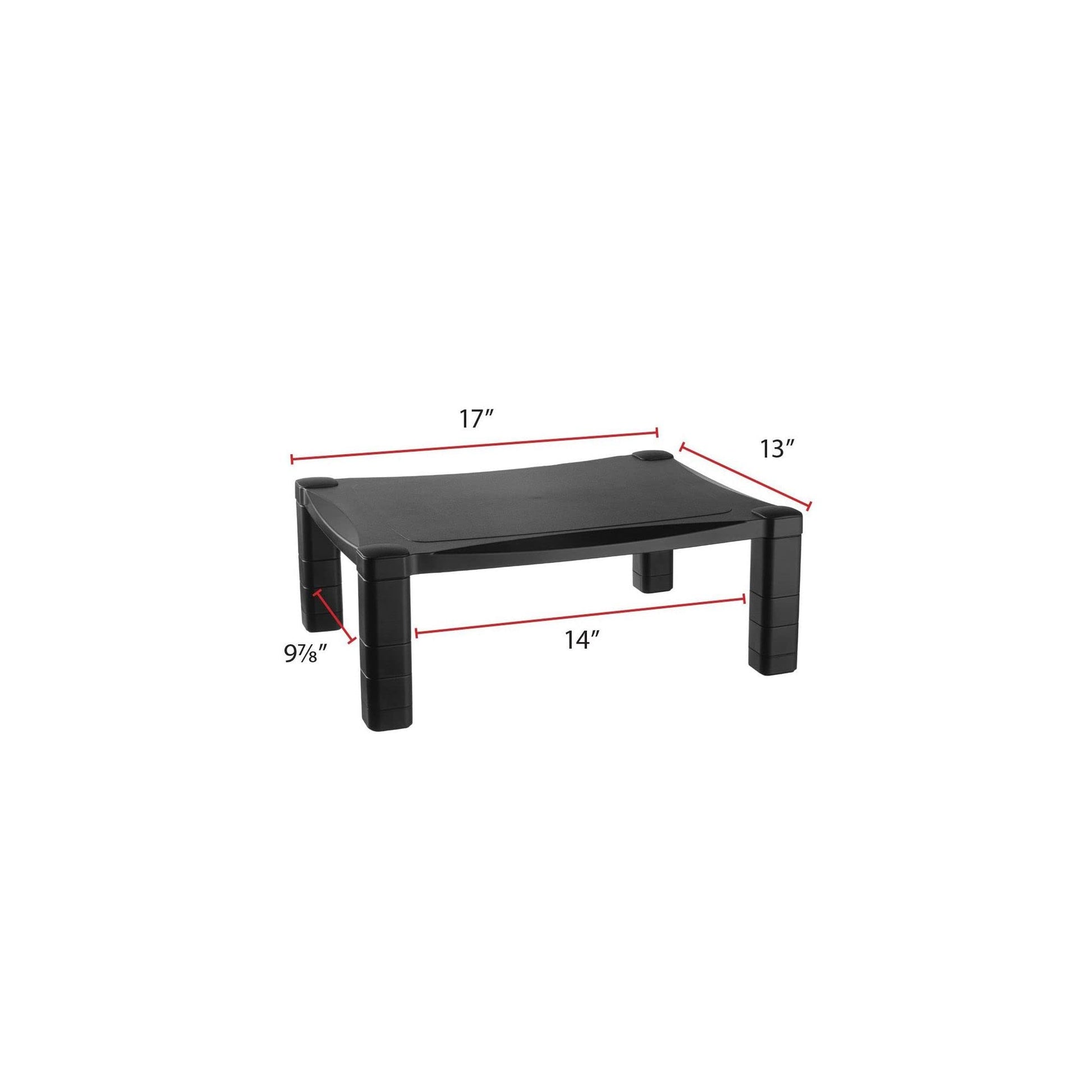 Kantek Single-Level Monitor Stand, 17" X 13.25" X 3" To 6.5", Black, Supports 50 Lbs