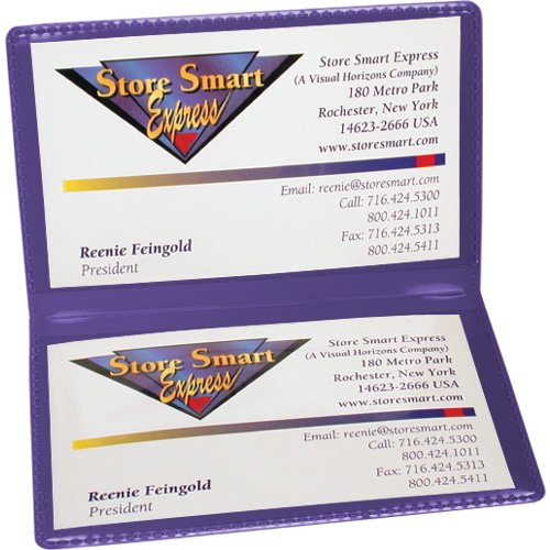 StoreSMART - Metallic Violet Folding Business Card Holders - 10 Pack - Polypropylene Plastic