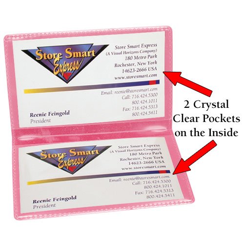 StoreSMART - Pink Folding Business Card Holders - 10 Pack - Polypropylene Plastic (RPP2915P-10)