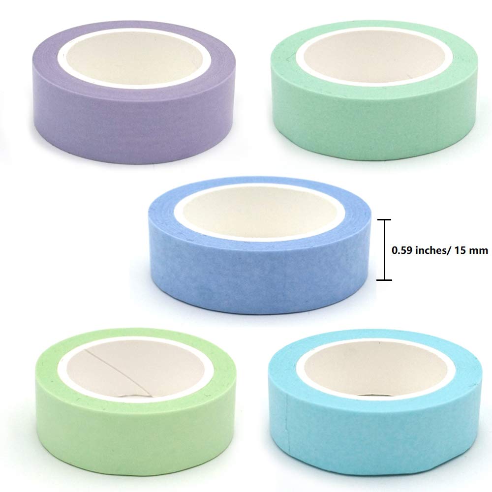 ERCENTURY Washi Masking Tape Set, Assorted 5 Rolls, Decorative Writable Tape, for Fun DIY Art