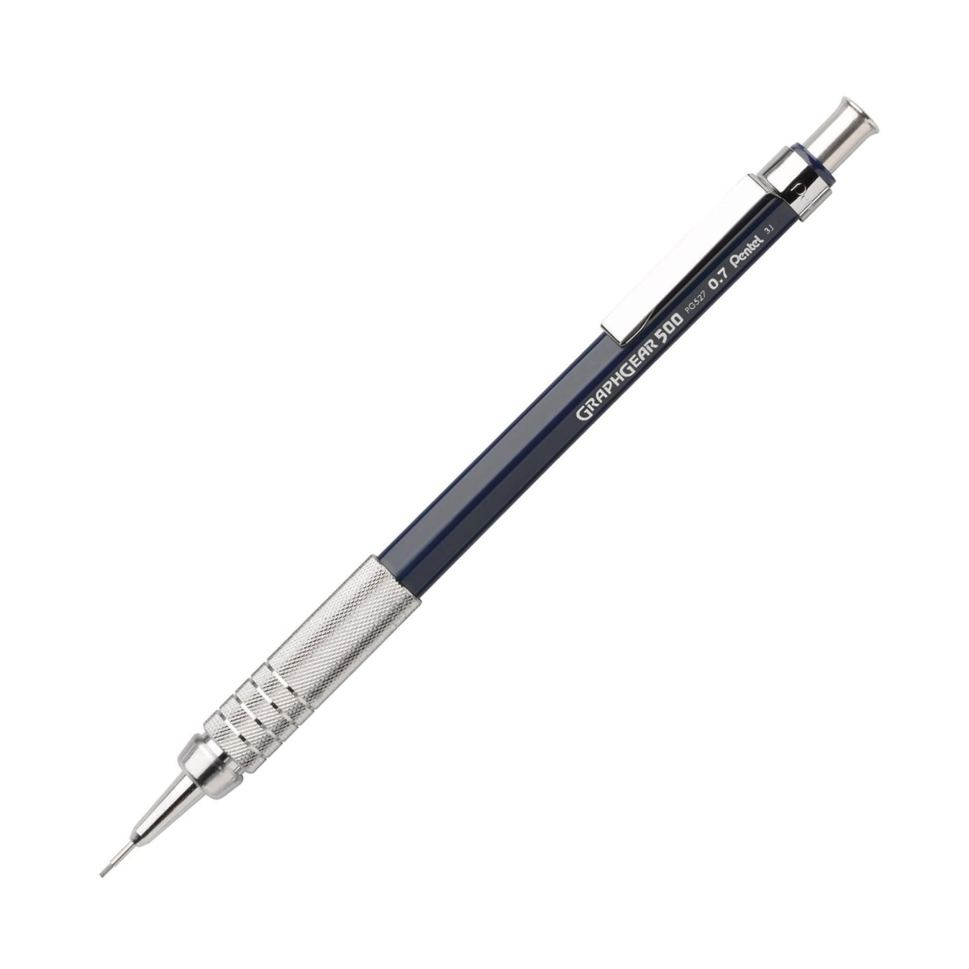 Pentel GraphGear 500 Automatic Pencil Kit, 0.7mm, Refill Leads, Block Eraser 2 Pack (PG527LEBP2)