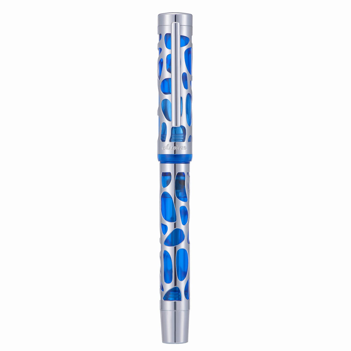 Asvine V169 Vacuum Filling Fountain Pen Medium Nib, Water Drop Skeleton Transparent Blue Acrylic