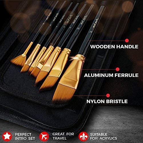 Mont Marte Art Paint Brushes Set, Great for Watercolor, Acrylic, Oil-15 Different Sizes Nice Gift