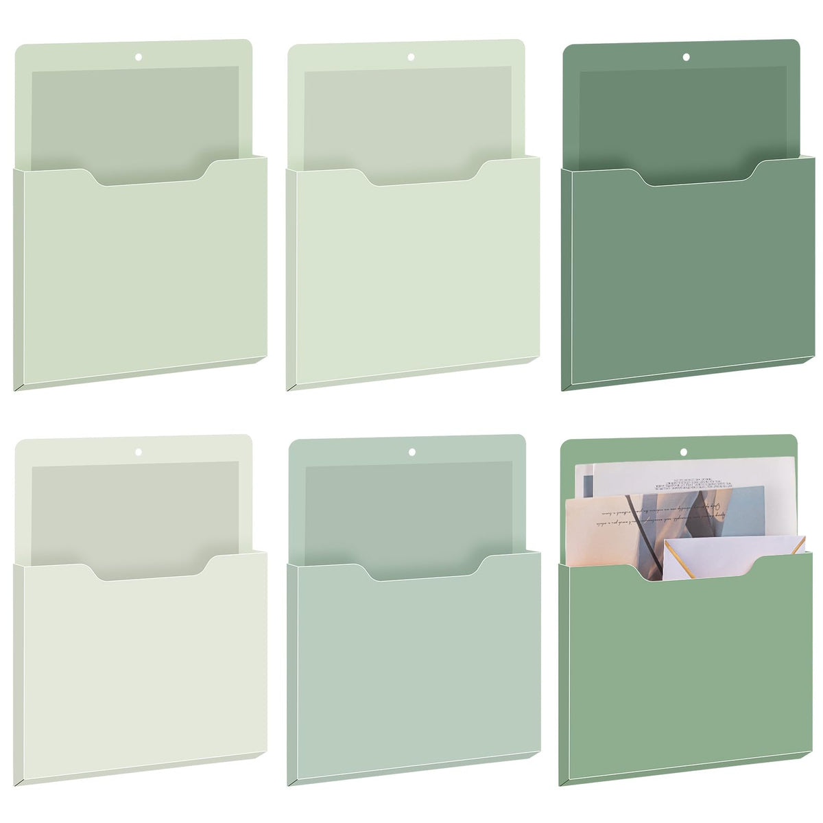 Fuutreo Magnetic Wall File Holder,6pcs,Sage Green,Vertical-large