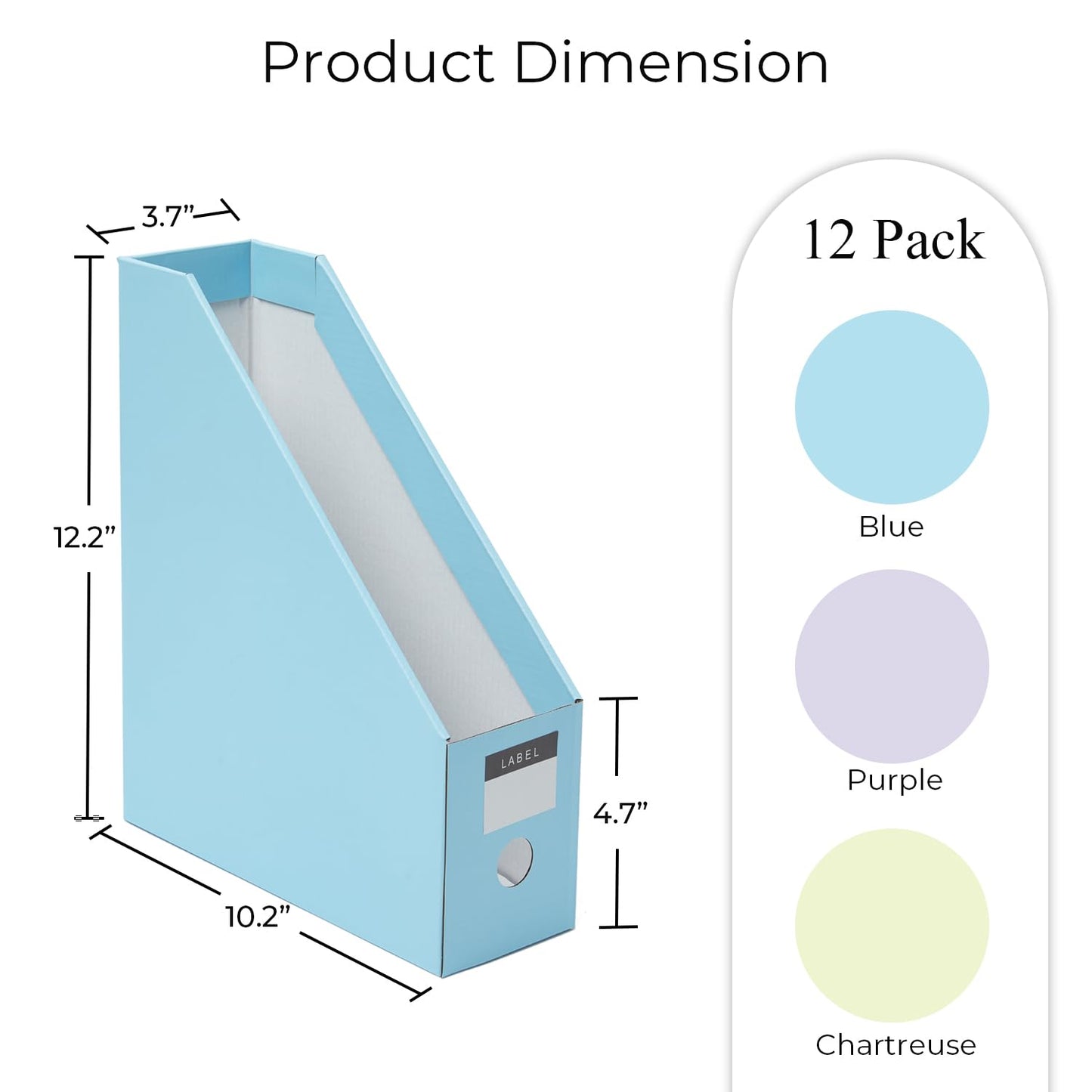 Y YOMA Cardboard File Magazine Holder, Pastel Color, 12 Pack Desktop Binder Holder with Labels