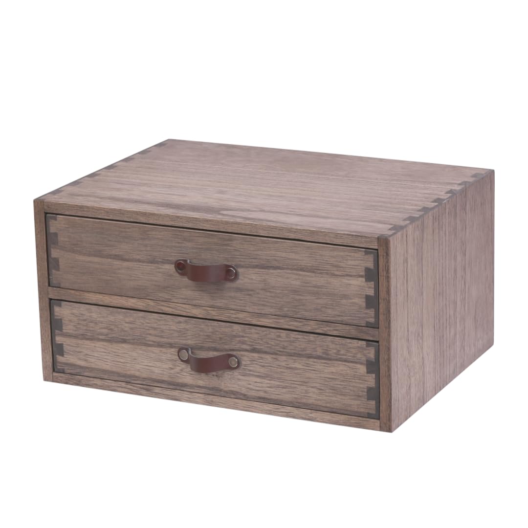 DDYURI Wood 2 Drawer Desktop Organizer Cabinet - Desk Storage Box for Kitchen Counter, Dresser