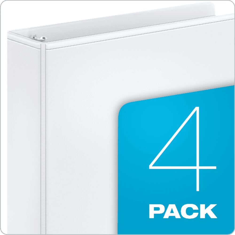 Cardinal Economy 3 Ring Binder, 3 Inch, Presentation View, White, Holds 625 Sheets, Nonstick, PVC