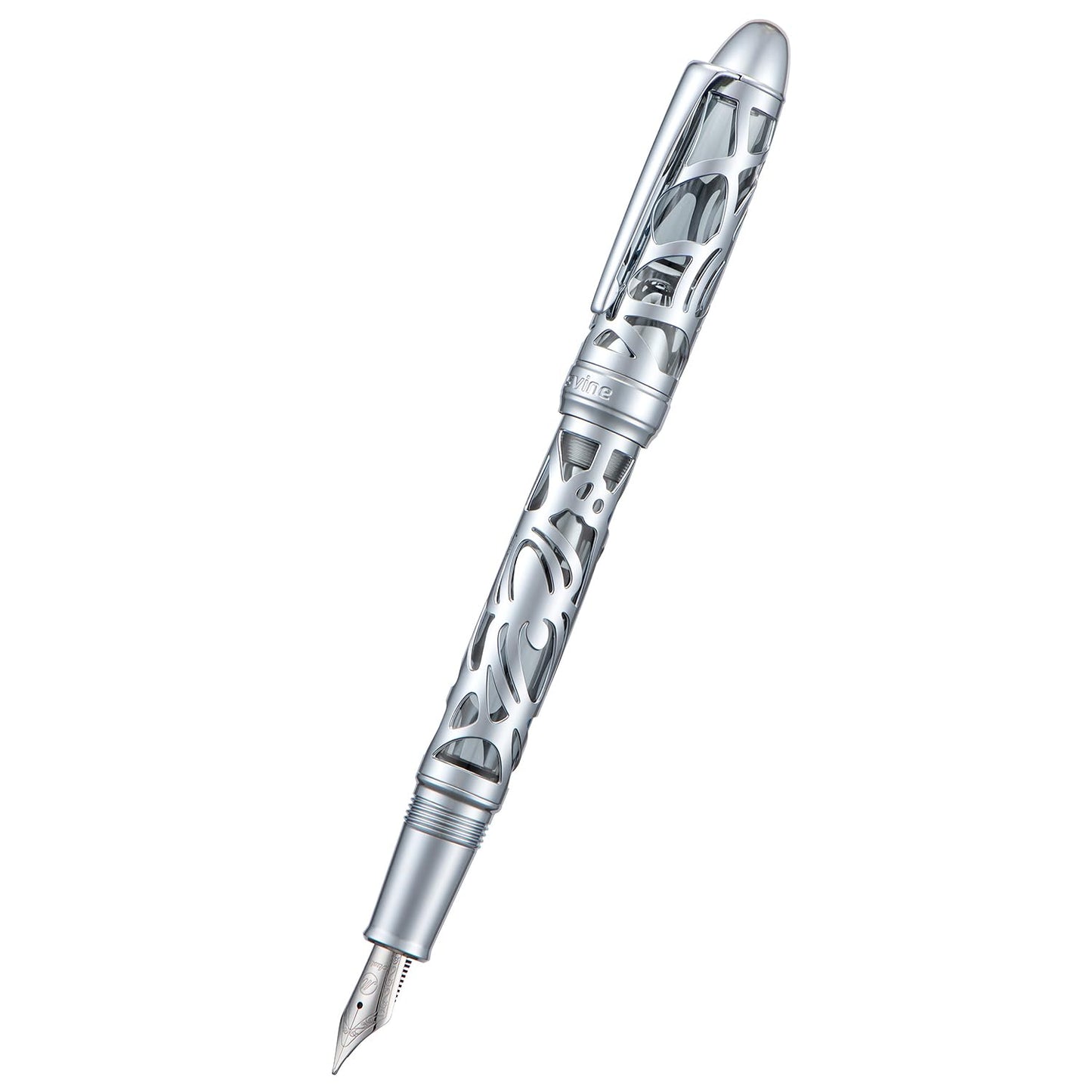 Asvine P80 Piston Filling Fountain Pen Extra Fine Nib, Spider Skeleton Transparent Gray Acrylic Pen