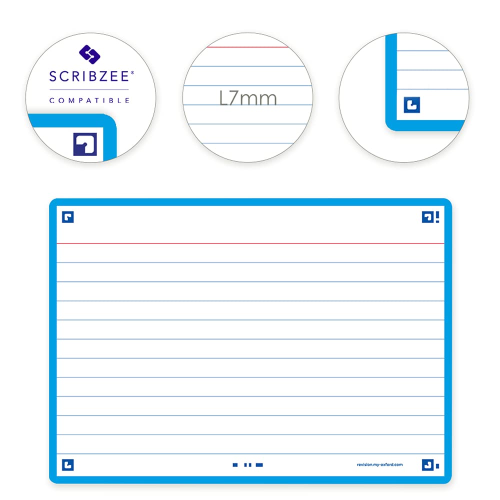Flash Cards, Ruled with Turquoise Frame, A6, Pack of 80