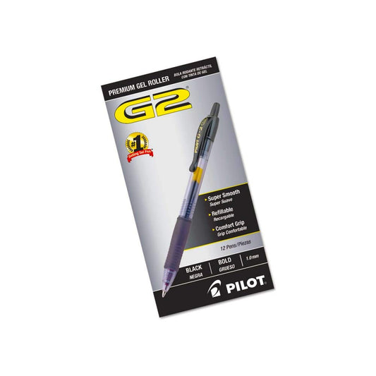 Premium Refillable & Retractable Rolling Ball Gel Pens, 12 Count, Bold Point, Black Ink