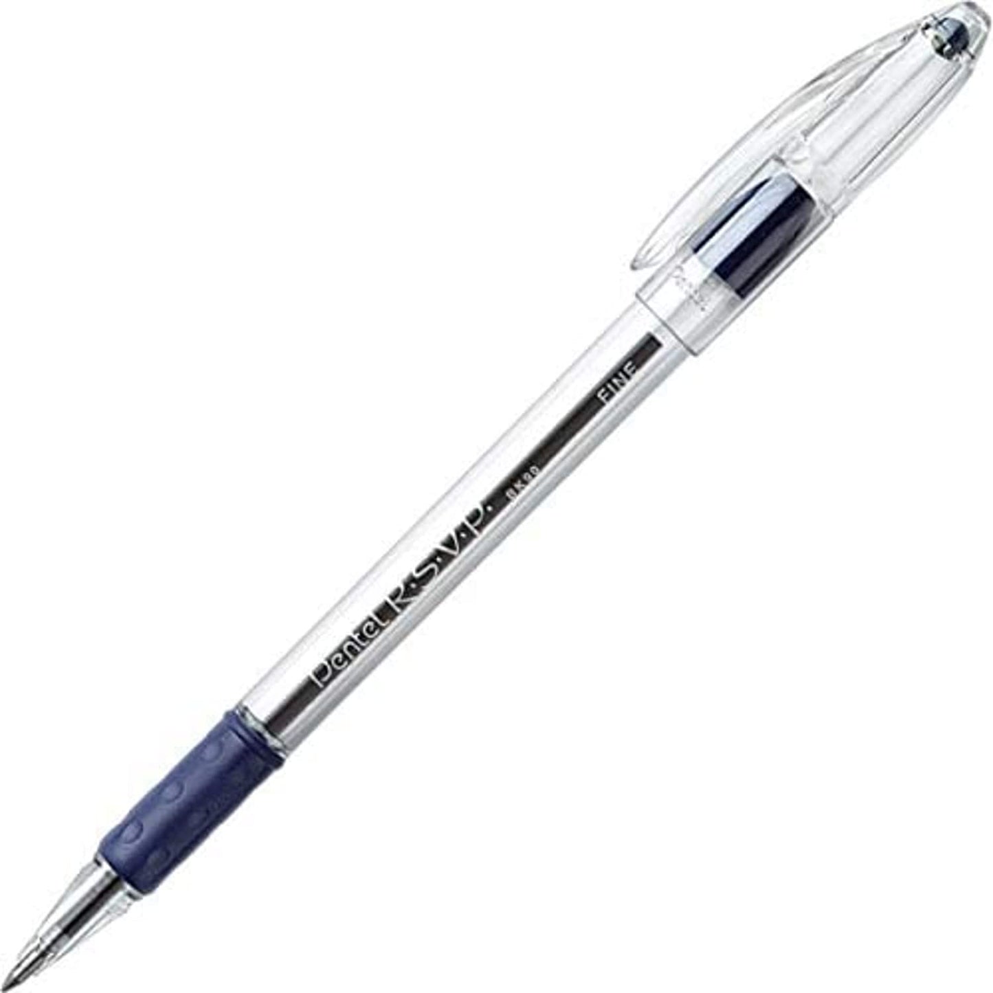 Pentel RSVP Ballpoint Pens, 0.7mm Fine Point, 6 Black & 6 Blue Ink Pentel Pens, Pack of 12
