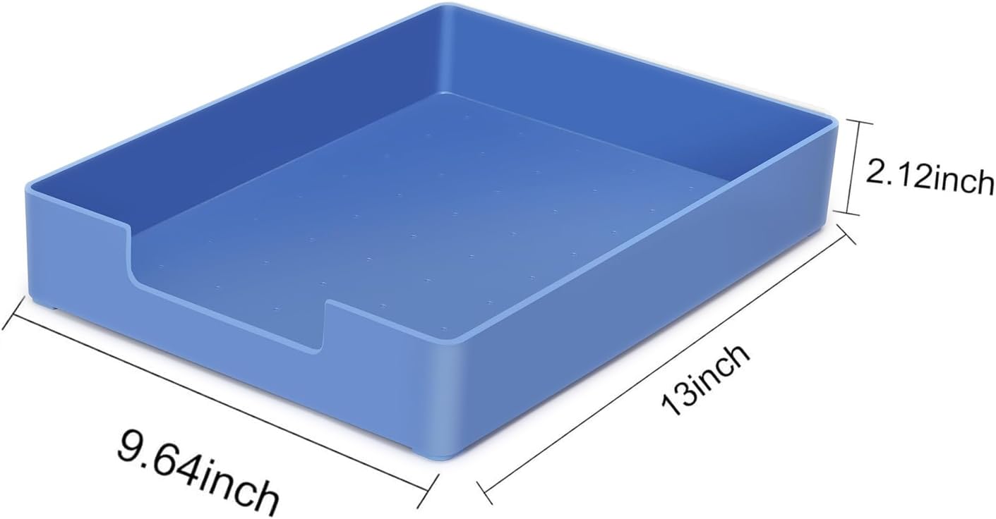 RHONZHAO Stackable Letter Tray, 2 Pack Blue, Desk Organizer