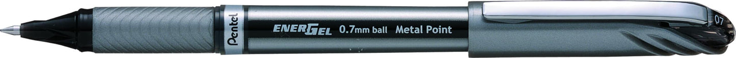 Pentel EnerGel NV Liquid Gel Pen, 0.7mm, Medium Line Capped, Metal Tip, Black Ink Sold as 1
