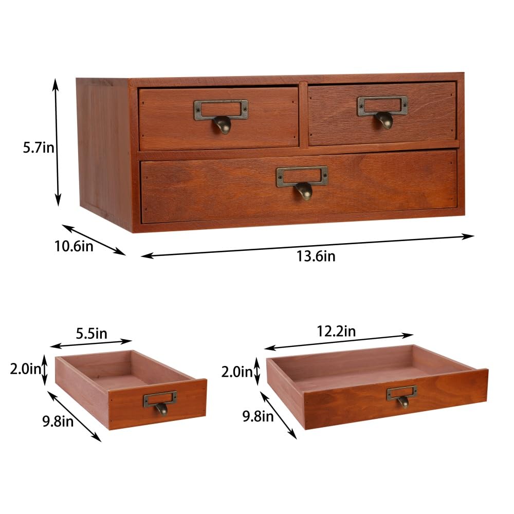 Wooden Drawers Apothecary Cabinet Brown Wood Desktop Organizer Box