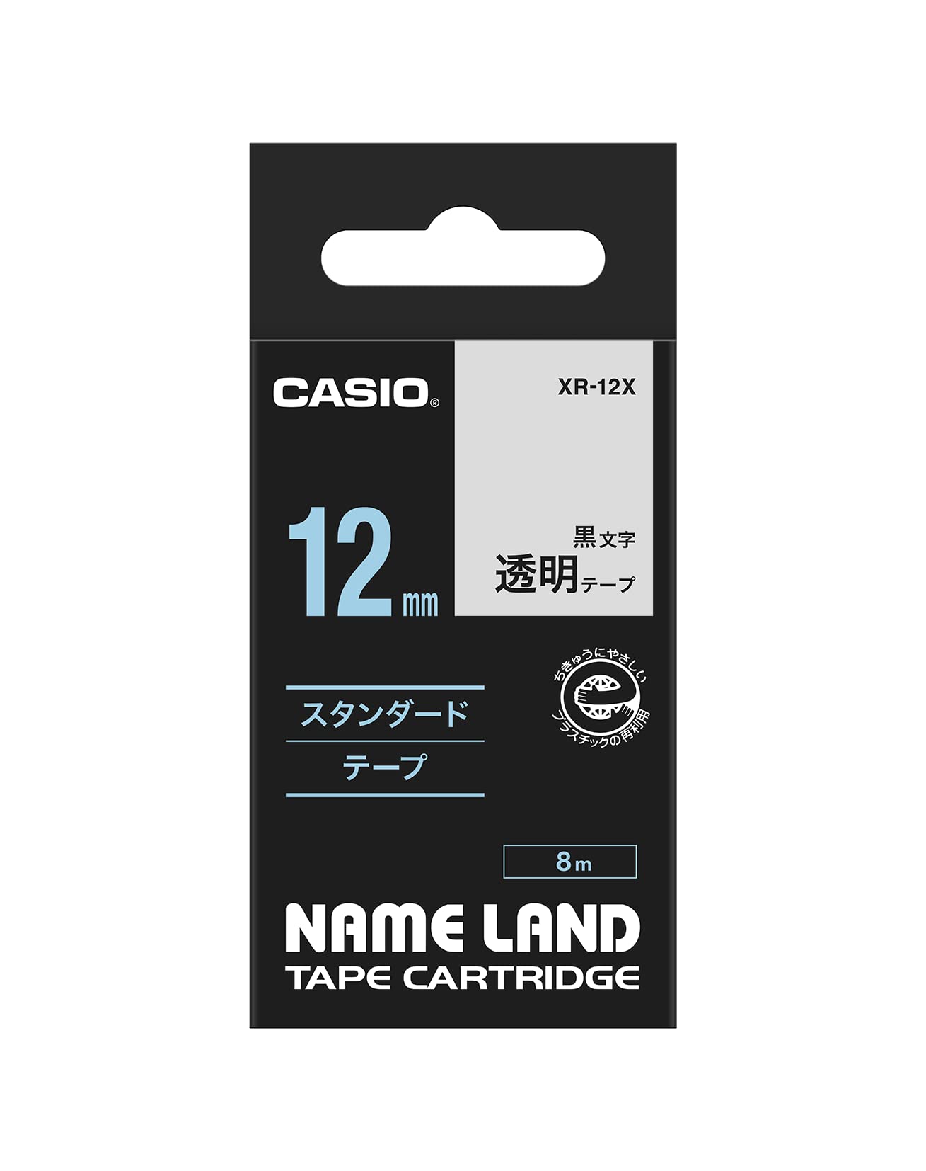 Casio Nemurando tape cartridge transparent tape transparent / black 12mm XR-12X
