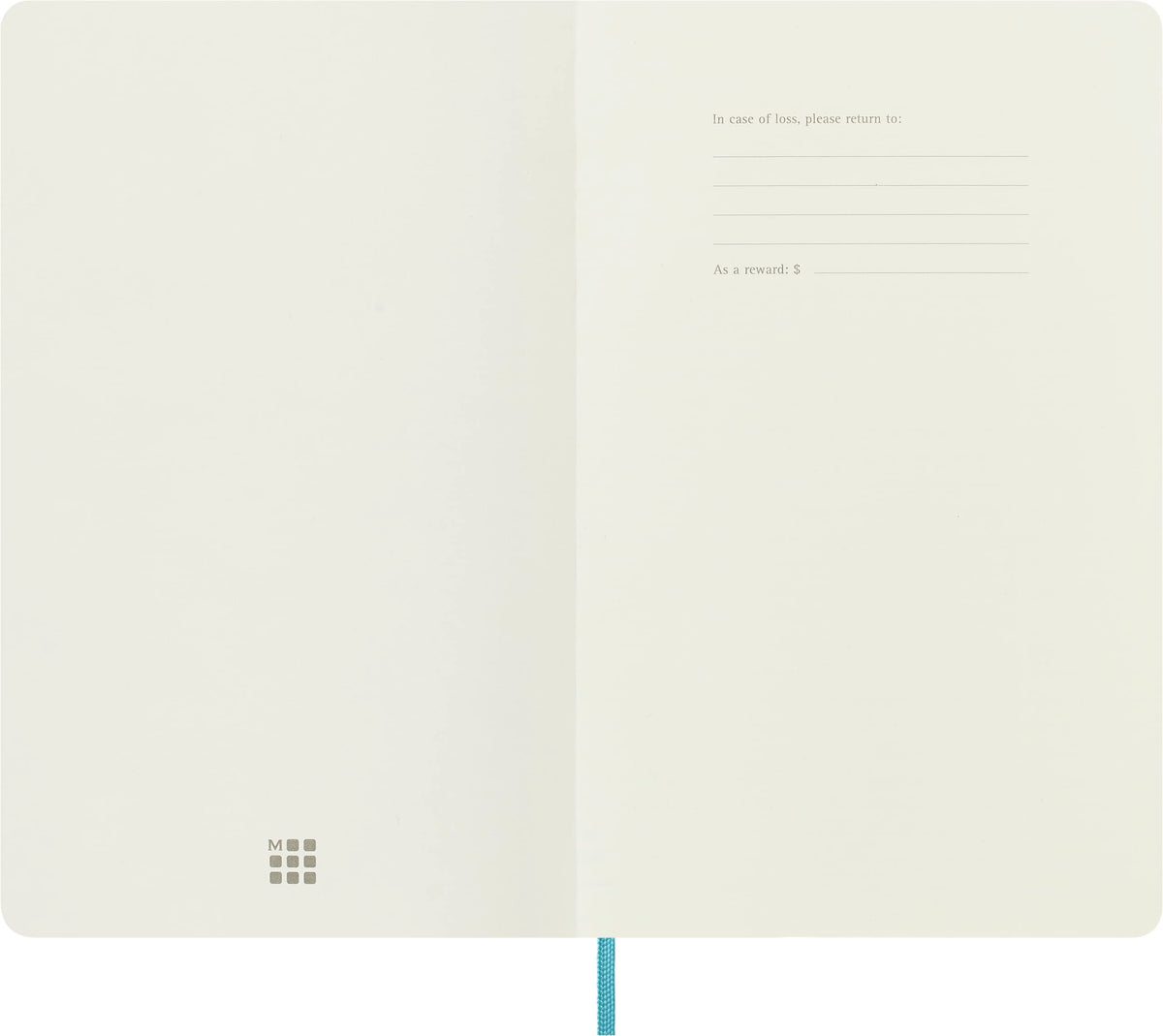 Moleskine Classic Notebook, Soft Cover, Large (5" x 8.25") Ruled/Lined, Reef Blue, 192 pages