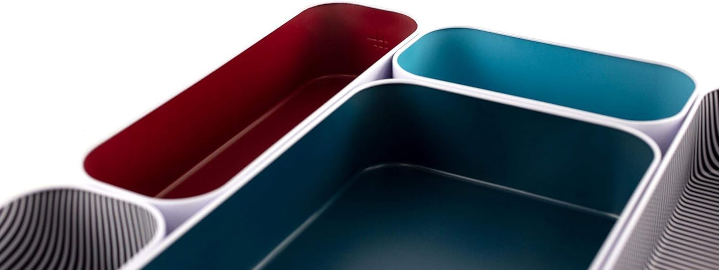 Three by Three Seattle Metal Drawer Organizer Tray Set, 5-Pc (Blue Berry)