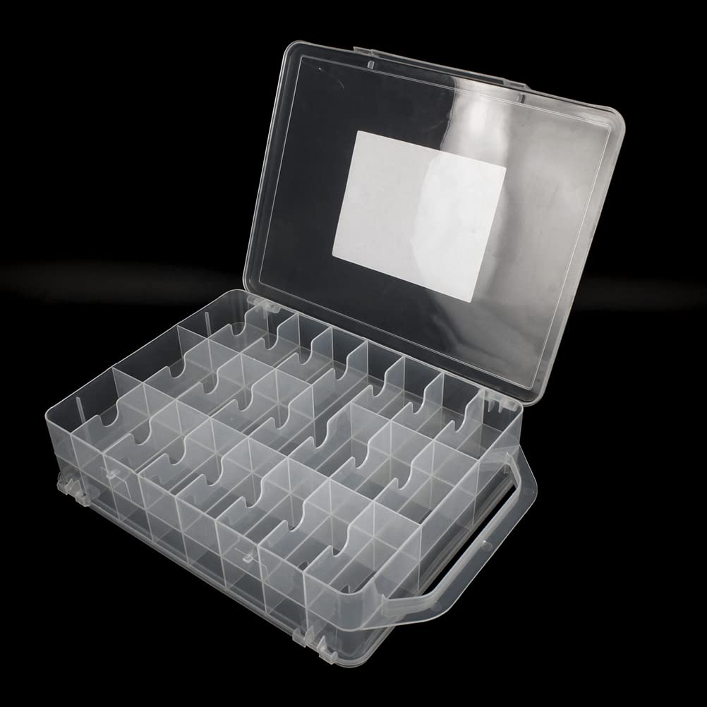 Chemlliy 46 Grids Sewing Organizer, Double Sided Thread Box Storage, Portable Clear Plastic