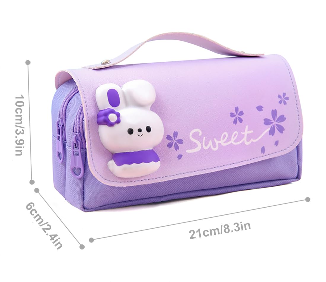 MCWTH Pencil Case for Girls, Kids Large Capacity Cute Pencil Box with Compartments School Organizer