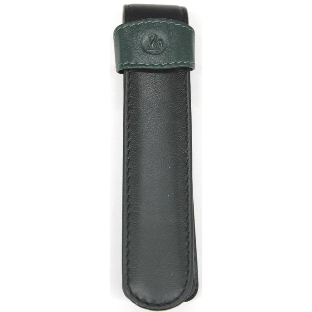Pelikan 1-Pen Leather Pouch, Black/Green, 1 Each (923524)