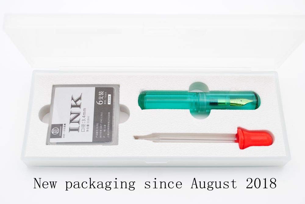 czxwyst Wancai Mini Transparent Pocket-Size Eyedropper Fountain Pen Fine Nib 0.5mm (Bitter green)