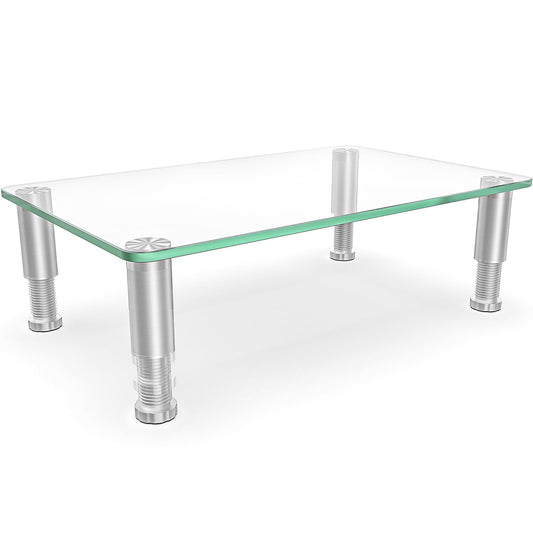 Hemudu Clear Computer Monitor Stand Riser with Height Adjustable Multi Media Desktop Stand for Flat