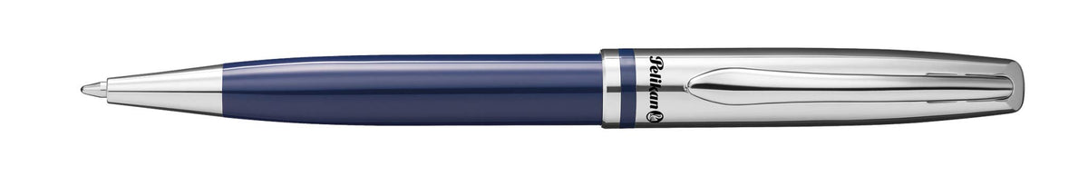 Pelikan Jazz Classic Ballpoint Pen, Medium Nib, Blue Ink Refill Included, Metal, Dark Blue, Blister